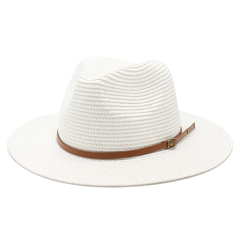 Strohhut Fedora Geflochtenes Papier Sonnenschutz Sommer Strand Vintage Jazz Stil Mit Lederband Für Damen Herren