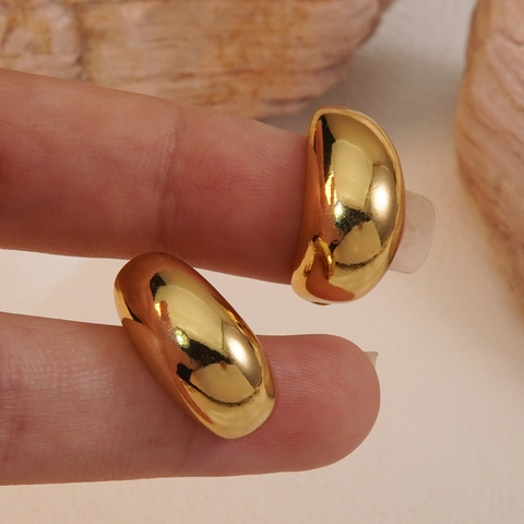 Wassertropfen Ohrstecker Edelstahl Chunky Dome Hochglanzpoliert Minimalistisch Vergoldeter Schmuck Für Damen