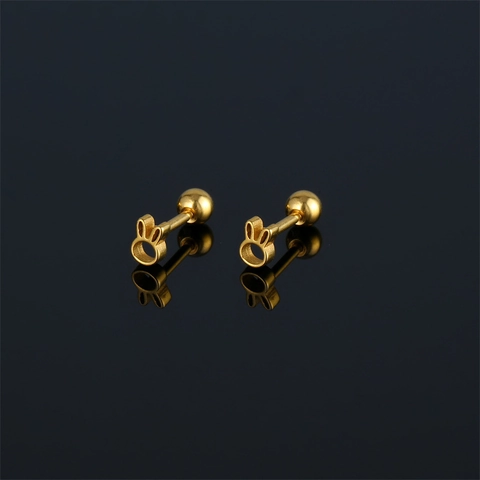 Unisex 316 Stainless Steel Cute Rabbit Head Stud Earrings Minimalist Bunny Animal Shape Screw Back Piercing Jewelry