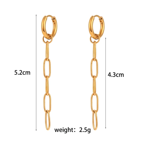 Mode Minimalistisch Edelstahl 18K Vergoldet Büroklammer Gliederkette Ohrhänger Für Damen Eleganter Schmuck Accessoire