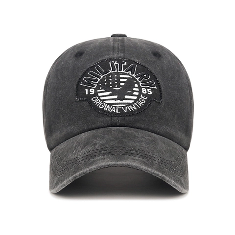Berretto Da Baseball In Cotone Lavato Vintage Ricamo Militare Regolabile Cappello Da Papà Distressed Unisex