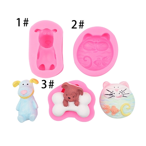Cat Dog Bone Animal Shape Silicone Mold For DIY Baking Fondant Soap Aromatherapy Gypsum Resin Clay Handcrafted