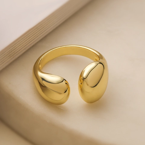 Minimalistischer Geometrischer Offener Ring Gold Plattiert Kupfer Verstellbar Fingerband Mode Accessoire Für Damen