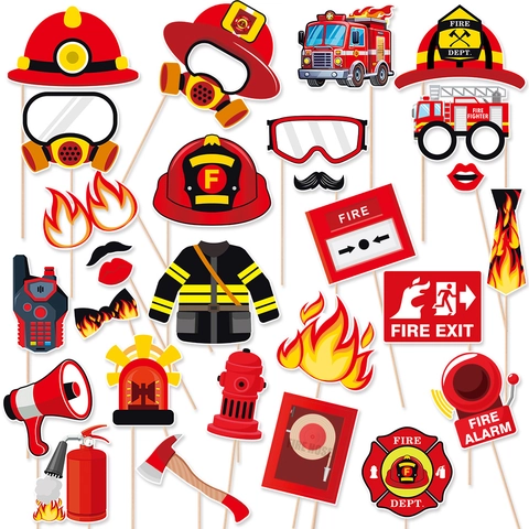 Puntelli Per Cabina Fotografica A Tema Pompiere Per Decorazioni Di Compleanno Elementi Del Dipartimento Antincendio In Cartone