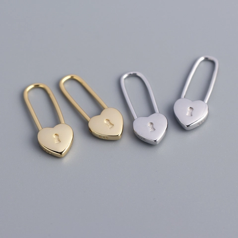 Boucles D Oreilles Créoles Cadenas En Forme De Coeur Argent Sterling 925 Style Français Minimaliste Bijoux Romantiques