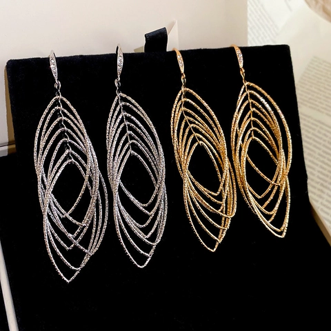 Mehrlagige Hohle Blatt Ohrhänger Mit Kupfer Eisen Zirkon Und Silberohrringstecker Vintage Luxus Schmuck Für Frauen