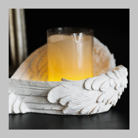 Angel Wings Candle Holder Resin European Style Feather Sculpture White Retro Home Decor Ornament Living Room Shooting Prop