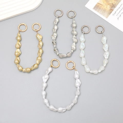 Irregular Baroque Bead Bag Chain For Women Fashion Mobile Phone Case Hanging Strap Purse Extension Chain Metal Clasps