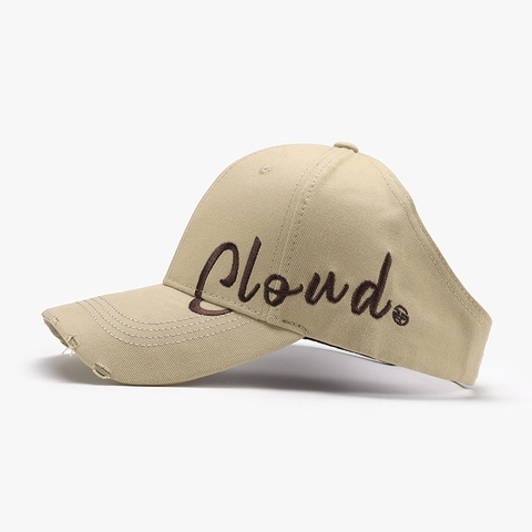 Gorra De Béisbol De Algodón Con Bordado De Nubes Borde Rasgado Agujero Para Coleta Retro Ajustable Unisex