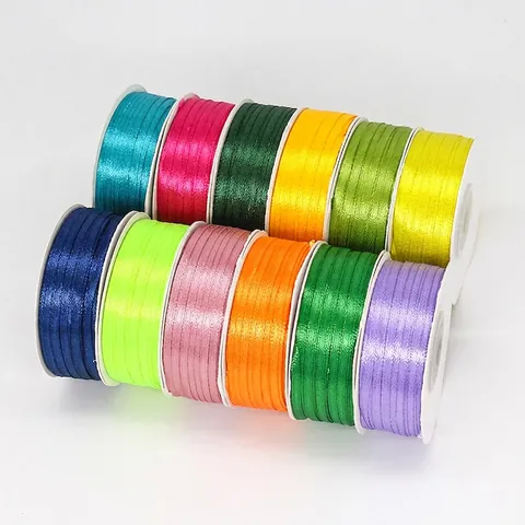Double Sided Satin Ribbon Polyester Satin Glossy Fabric For DIY Crafts Gift Wrapping Wedding Party Hair Bow Decoration