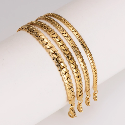 Collana E Bracciale A Catena A Maglia Piatta Per Uomo Donna Placcato Oro Acciaio Inossidabile 304 Gioielli Moda Classico