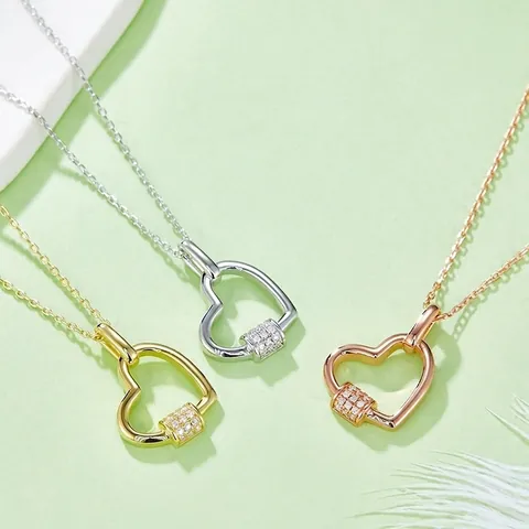 S925 Sterling Silver Heart Pendant Necklace With Moissanite Micro Pave Elegant Fine Jewelry For Women