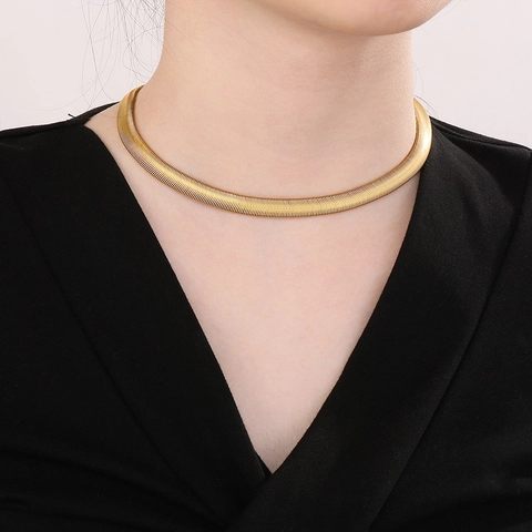 Collana A Catena Di Serpente Piatta In Acciaio Inossidabile Minimalista Maglia A Spina Di Pesce Stile Hip Hop Punk Per Uomo Donna Regolabile Lucida