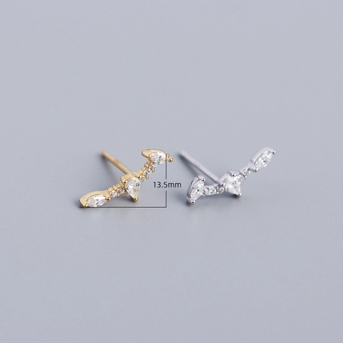 Orecchini A Lobo Con Barra Curva Geometrica Argento Sterling 925 Intarsiato Con Zircone Minimalista Elegante Stile Francese Per Donna