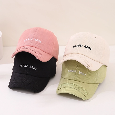 Kids Baseball Cap Distressed Cotton Embroidered Letter Sun Hat For Boys And Girls Casual Style