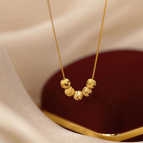 Collana Di Perle Della Fortuna Dorate Rame Smerigliato Sfaccettato Catena Clavicola Gioielli Vintage Minimalisti