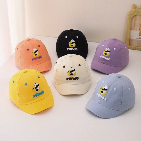 Kinder Baumwolle Cartoon Panda Stickerei Baseballkappe Verstellbare Sonnenschutz Hut Für Kleinkinder Jungen Mädchen Outdoor Lässig