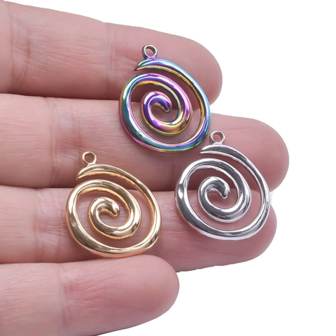 Vortex Spiral Pendant Necklace 304 Stainless Steel 18K Gold Plated Geometric Irregular Aesthetic Jewelry For Women