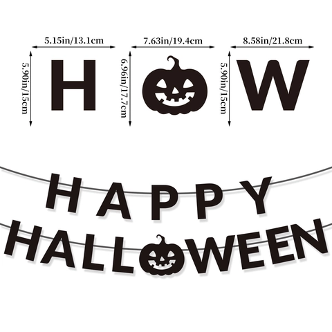 Halloween Banner Happy Halloween Papier Girlande Kürbis Geist Party Deko Haus Innen Außen Dekoration