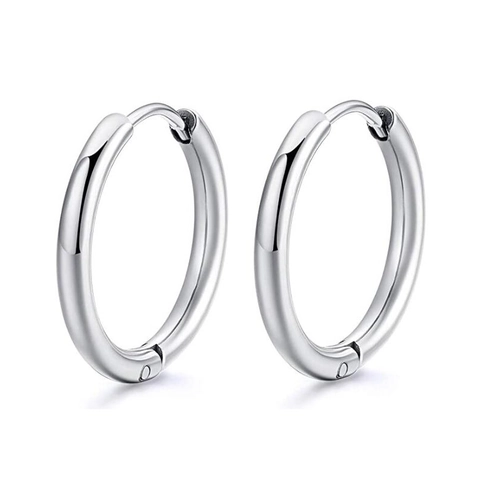 Minimalist Stainless Steel Hoop Earrings Polished Round Circle Ear Buckles Fashion Jewelry For Women