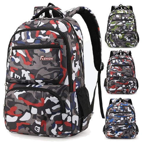 Sac À Dos Camouflage Tissu Oxford Résistant À L'eau Sac D'ordinateur Pour École Voyage Plein Air Multi Poches Unisexe Respirant