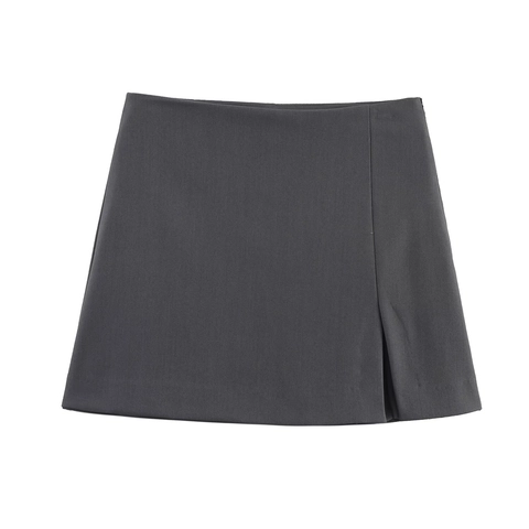 High Waisted A-Line Skort Polyester Slit Design Built-in Shorts Casual Chic Summer For Women