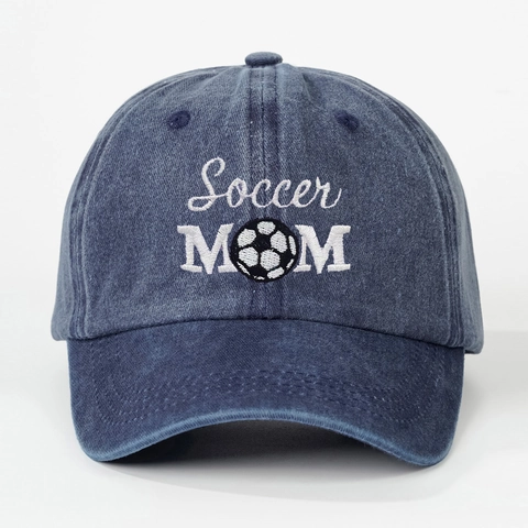 Casquette De Baseball Coton Lavé Broderie Soccer Mom Dad Hat Réglable Chapeau Soleil Vintage Pour Femmes Extérieur