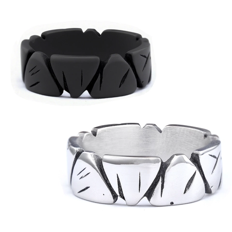 Bague En Acier Inoxydable Distressed Punk Rock Band Géométrique Dent De Scie Bijoux Pour Hommes Femmes