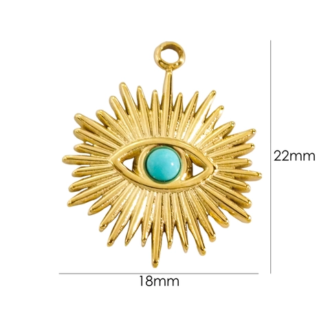 Dijes Colgantes Ojo Malvado Sol Acero Inoxidable Piedra Natural Para Accesorios De Creación De Joyas DIY Chapado En Oro