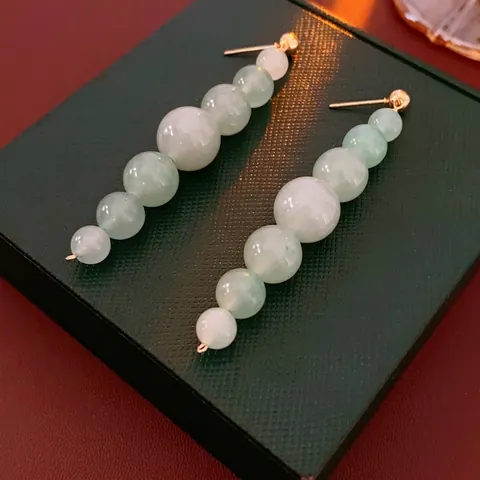 Grüne Aventurin Perlen Lange Hängeohrringe Mit Silbernem Ohrstecker Neuer Chinesischer Stil Vintage Eleganter Schmuck Für Damen