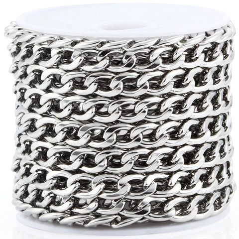 Stainless Steel Cuban Nk Chain For Diy Jewelry Making Hip Hop Style Highly Polished Silver Tone Accessory