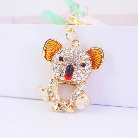 Portachiavi Koala Carino Strass Lega Di Zinco Con Opale Occhio Di Gatto Smalto Pendente Animale Borsa