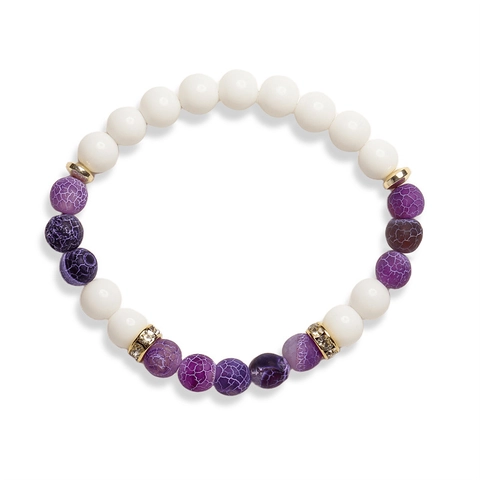 Perlenarmband Aus Verwittertem Stein Mit Porzellanstein Und Legierung Rhinestone Spacer Elastischer Schmuck