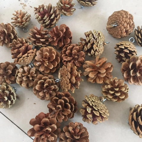 Adornos Colgantes De Piñas De Madera Natural Con Argolla De Metal Para Árbol De Navidad Manualidades DIY Estilo Rústico