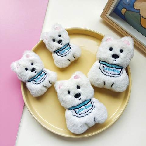 Broche Chien Westie En Peluche Accessoire Animal Dessin Animé Mignon Bavoir Brodé Pour Décoration Sac DIY