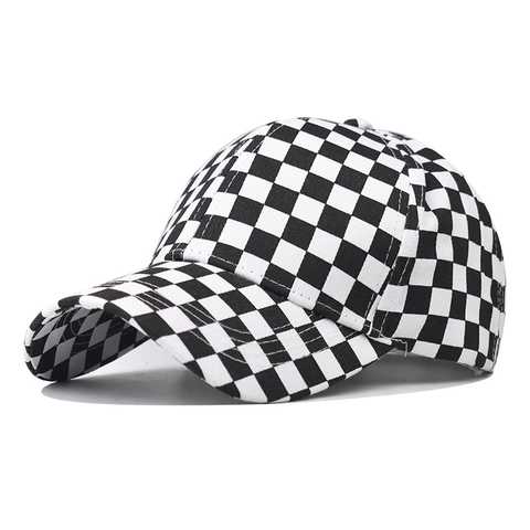 Berretto Da Baseball A Scacchi Puro Cotone Fantasia A Quadri Cappello Da Sole Regolabile Streetwear Retrò Uomo Donna