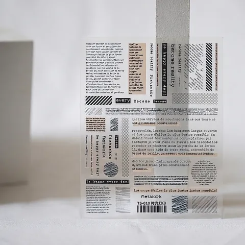 5D Selbstklebende Nagelsticker Vintage Typografie Französisch Englisch Schriftzug Transparente PET Abziehbilder Für Maniküre