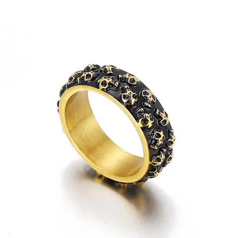 Anillo De Calavera De Acero Inoxidable Punk Gótico Hip Hop Relieve Retro Joyería De Motociclista Para Hombre