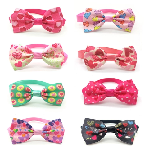 Papillon Per Animali Domestici San Valentino Regolabile Con Stampa A Cuore Nastro In Grosgrain Per Piccoli Cani Gatti
