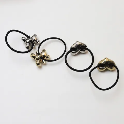 Herz Bär Haargummis Legierung Strass Elastischer Pferdeschwanz Halter Koreanischer Stil Gold Silber