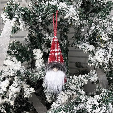 Ornamenti Gnomi Di Natale Cappello A Maglia Scozzese In Tessuto Pelliccia Sintetica Decorazione Appendere Tomte Svedese