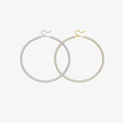 925 Sterlingsilber Rechteckig Strass Tennis Halskette Minimalistisch Luxus Schlüsselbein Kette Für Damen Herren Schmuck