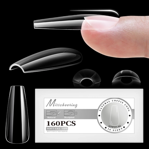 Transparent Soft Gel Nail Tips Full Cover Pre Shaped Manicure Extensions Various Shapes Professional Salon Home DIY For Women