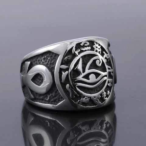 Anello Occhio Di Horus In Acciaio Inossidabile Egiziano Ankh Croce Vintage Punk Gioielli Religiosi Da Uomo