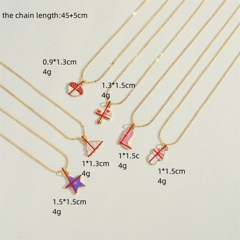14K Vergulde Koperen Emaille Hanger Ketting Minimalistisch Ster Paddenstoel Hart Cowboylaars Wolk O-Ketting Sieraden Voor Dames