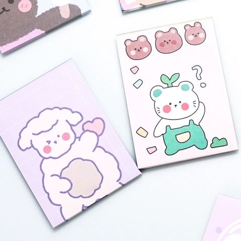 Cartoon Mini Memo Pad Portable Non Adhesive Paper Notebook Animal Floral Design Office School Stationery
