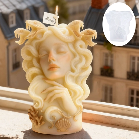 3D Medusa Head Snake Hair Silicone Mold For DIY Handmade Candle Soap Gypsum Diffuser Stone Relief Craft Mythological Art
