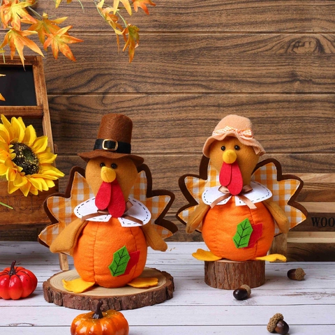 Decorazione Gnomo Di Peluche Di Tacchino Del Ringraziamento Zucca Di Stoffa Foglia Di Acero Per Casa Autunnale