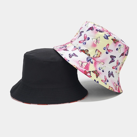 Omkeerbare Vissershoed Met Vlinderprint Katoen Polyester Tie Dye Zonbescherming Outdoor Vrije Tijd Reishoed Voor Dames