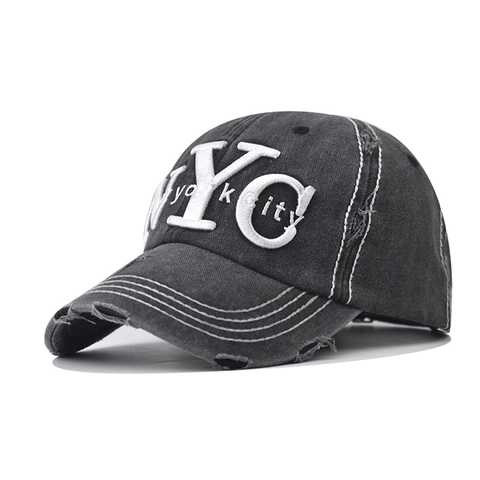 Washed Cotton Baseball Cap NYC 3D Embroidery Vintage Distressed Adjustable Outdoor Sport Sun Hat For Men Women